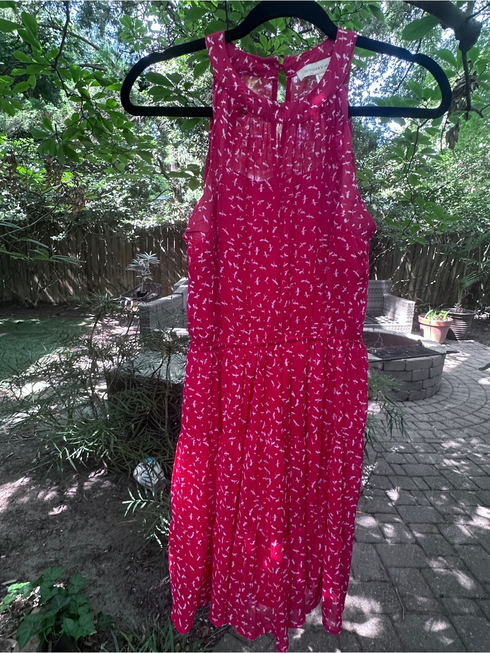 Monteau Bright Pink Printed Sleeveless Summer Dress